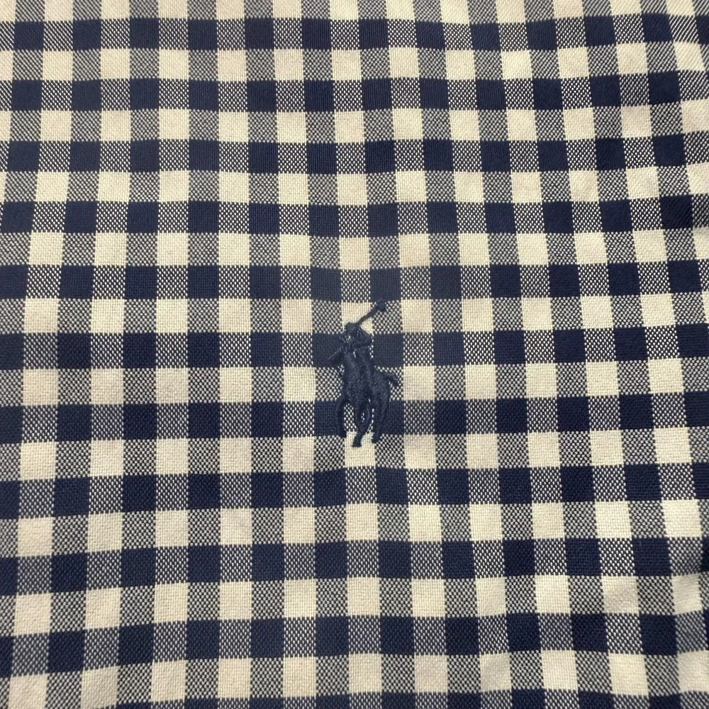 Polo Ralph Lauren Mens Small Gingham Blue Slim Fit Performance Button Shirt
